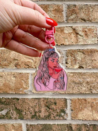 Sipping Tea Keychain & Bag Charm